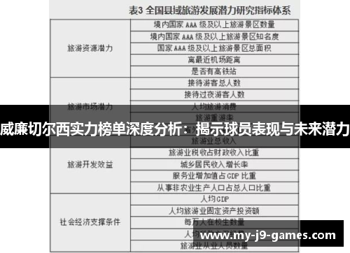 威廉切尔西实力榜单深度分析：揭示球员表现与未来潜力