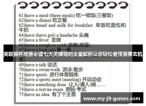 英联赛杯观赛必读七大关键规则全面解析让你轻松看懂赛事玄机 英联赛杯观赛必读七大关键规则全面解析让你轻松看懂赛事玄机